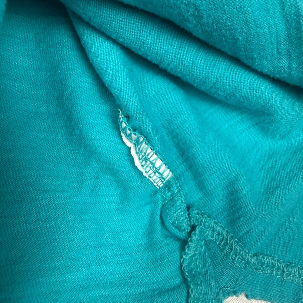 Just My Size Teal Short Sleeve Top Womens 1X 16W Lace Henley Plus Size Tee - Picture 6 of 8